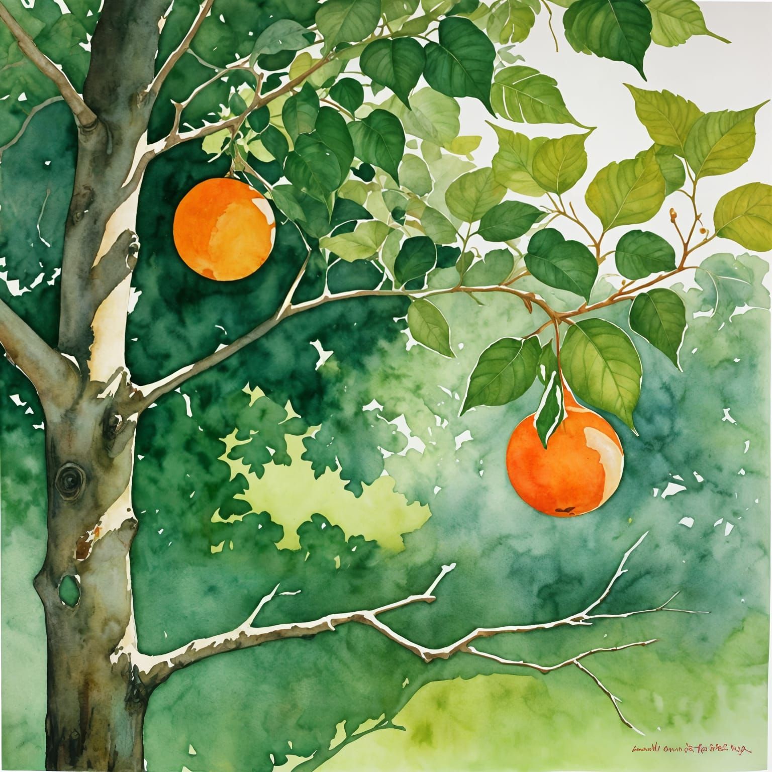 Vibrant Orange Blooms Amidst Lush Green Canopy