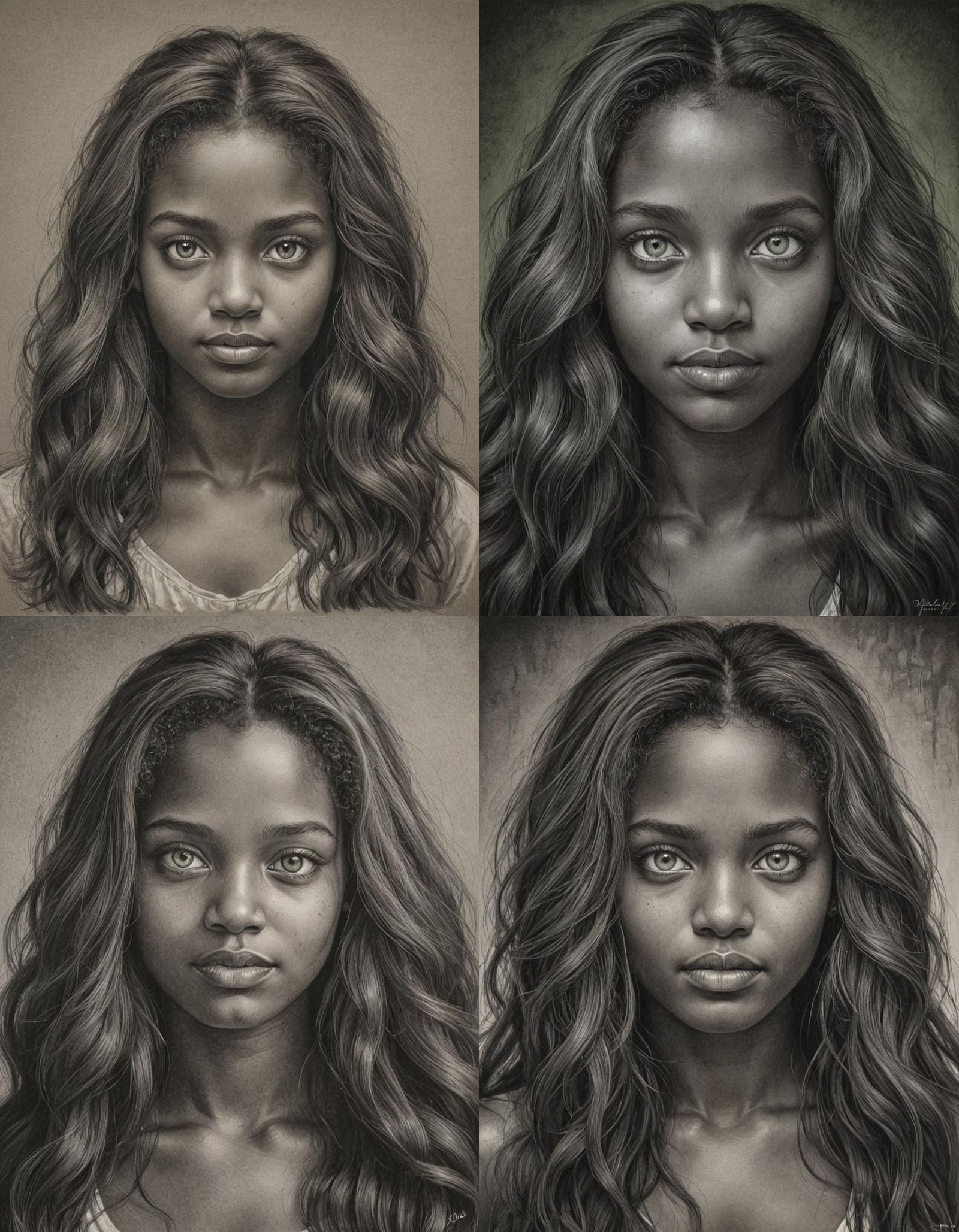 Charming Charcoal Portrait of a Black Woman