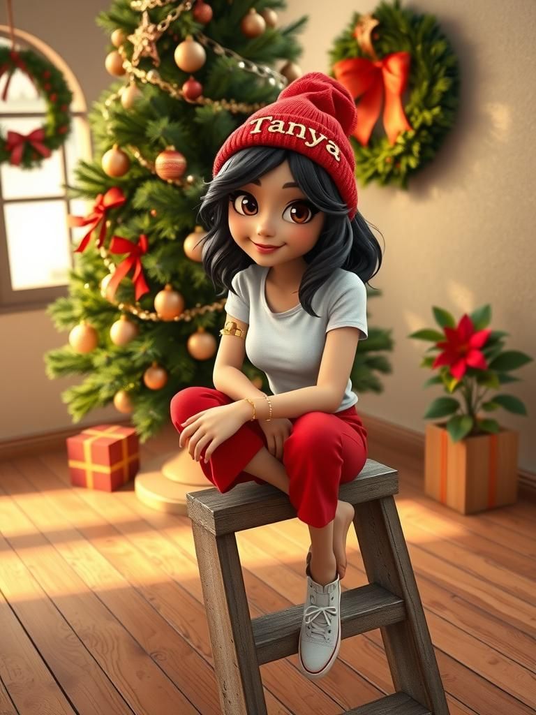 Disney Pixar Style Woman in Christmas Scene