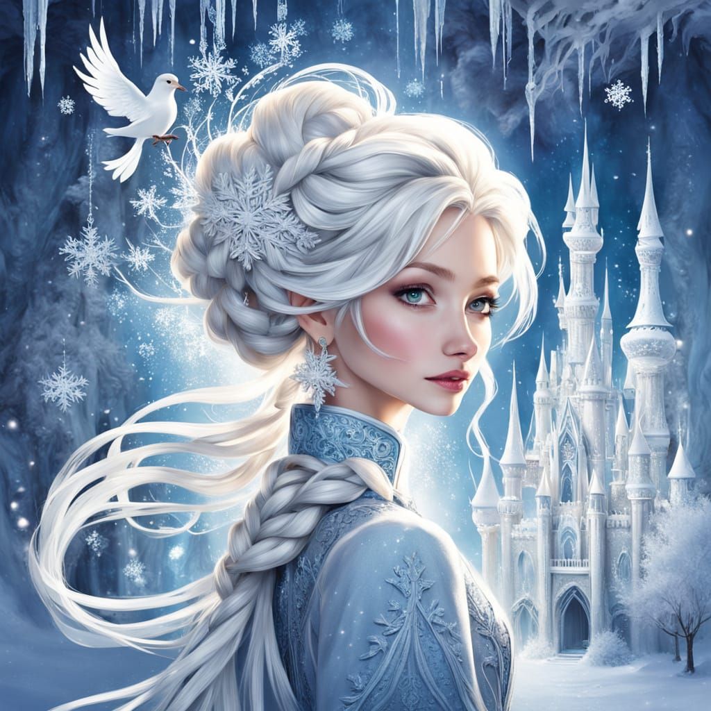Enchanting Ice Castle Hairdo in Winter Wonderland