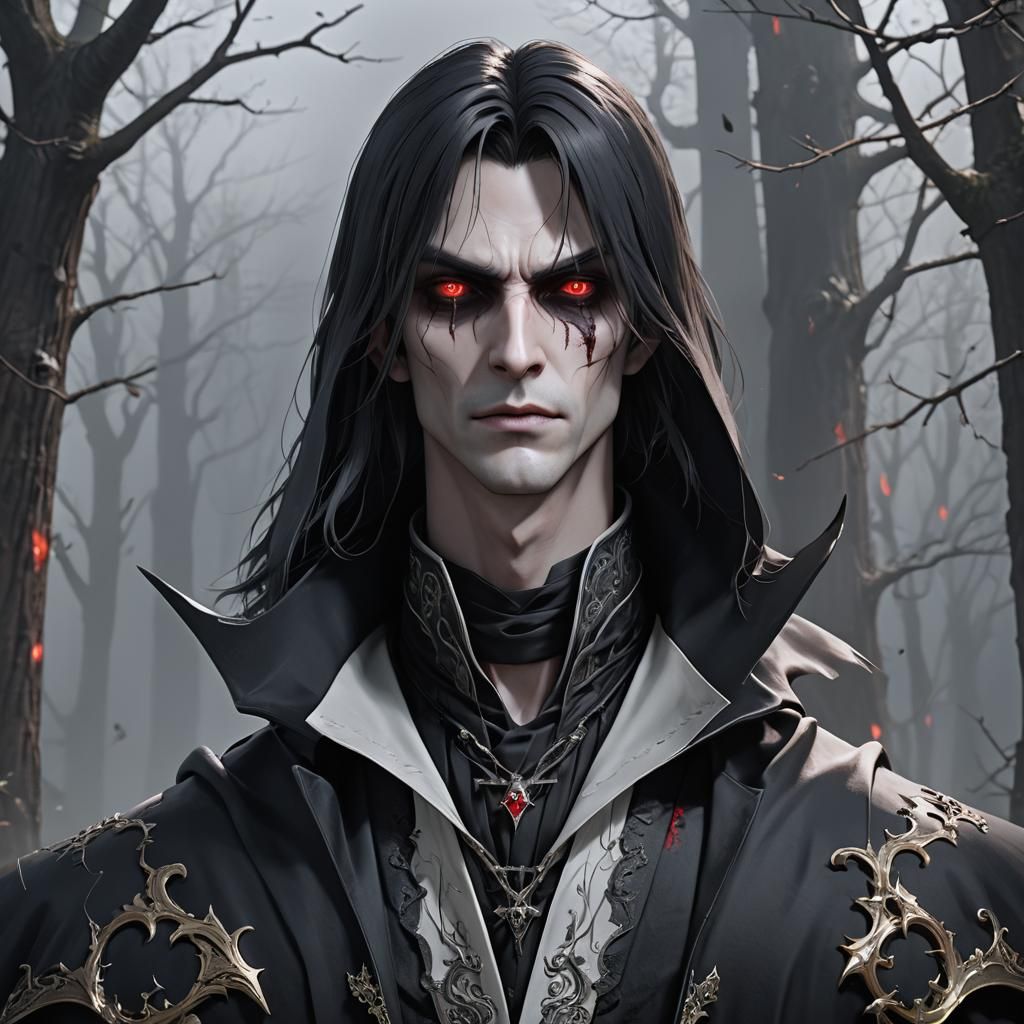 Anime Style Vampire with Cloak, 3D Render