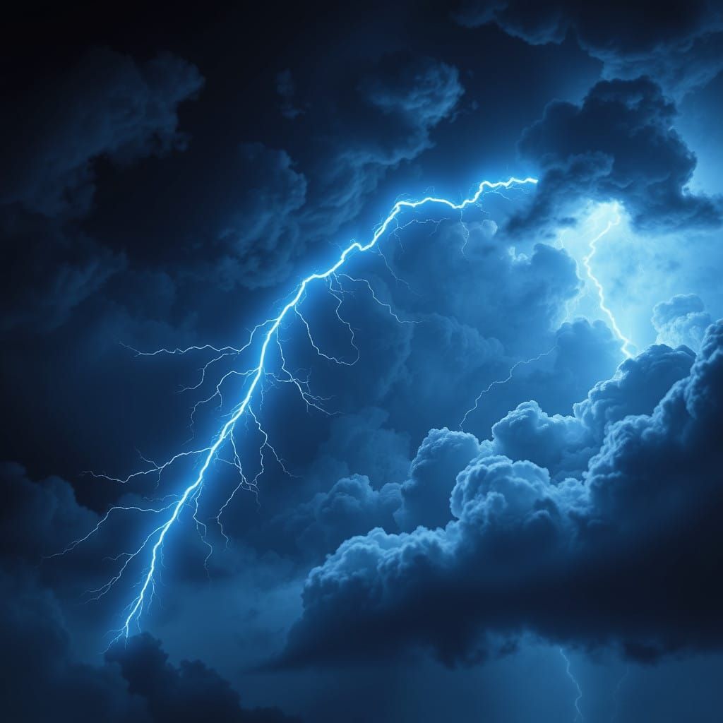 Electric Stormscape in High-Contrast Matte Painting Style