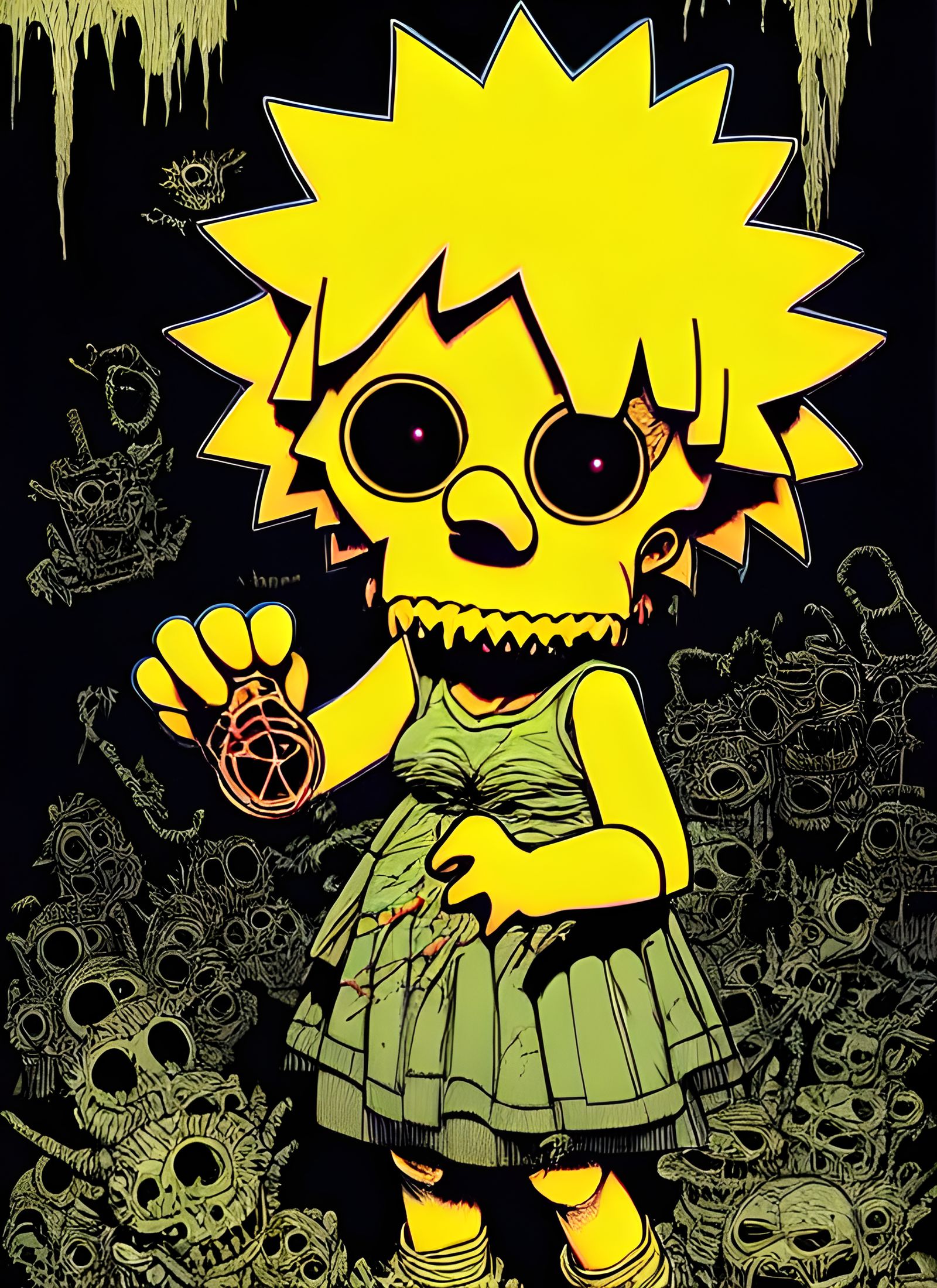 Sinister Chibi Maggie Simpson Horror Art