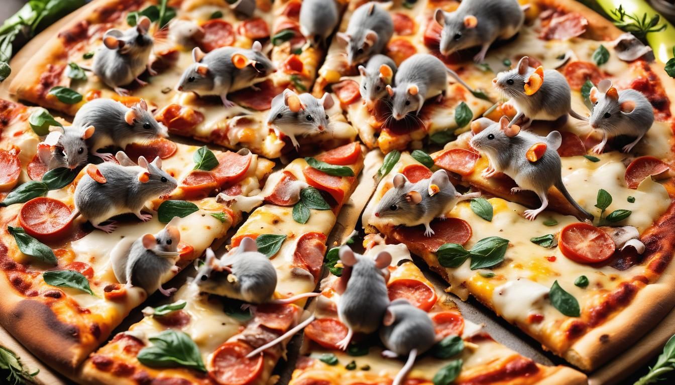 Mice Feast on Pizza: Macro Product Photography