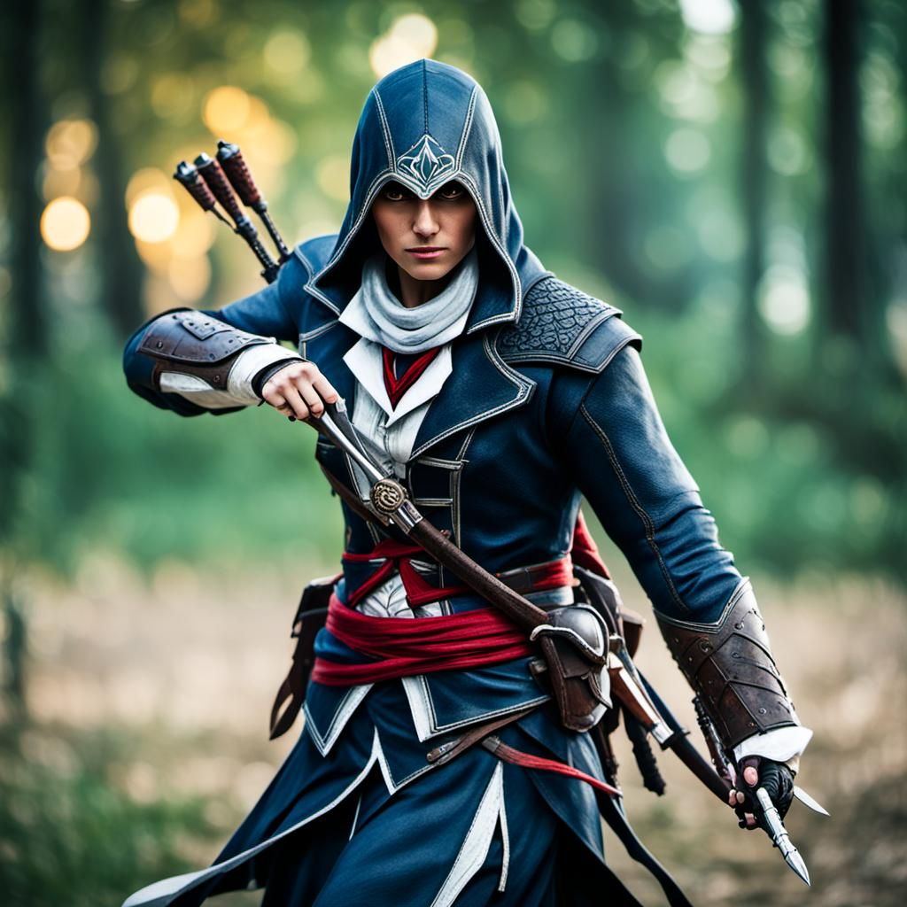 Female Assassin in Action: Photographic Style