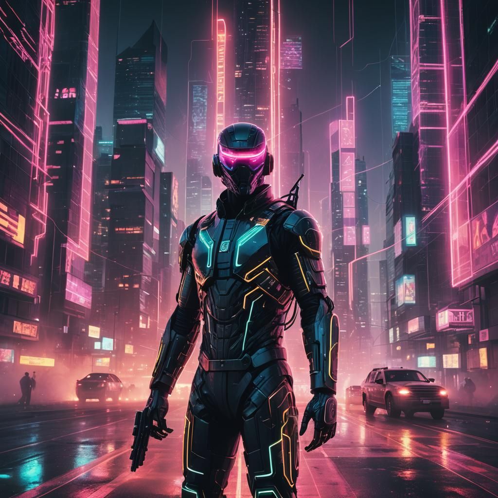 Cyberpunk Dimensional Intersection with Neon Glow