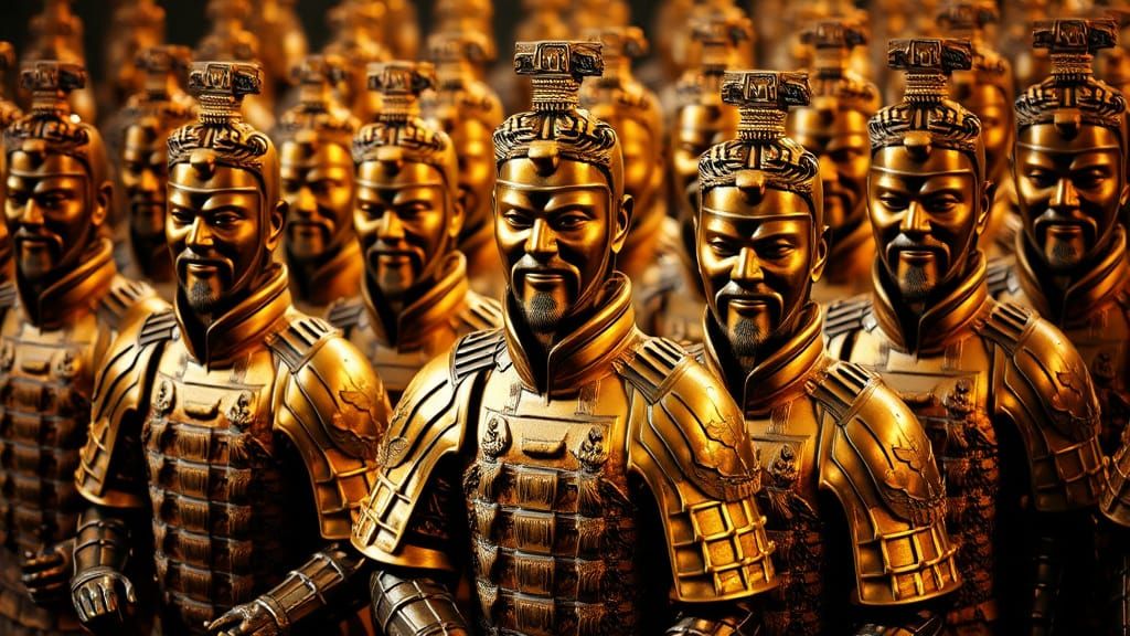 Bronze Terracotta Army on Battlefield