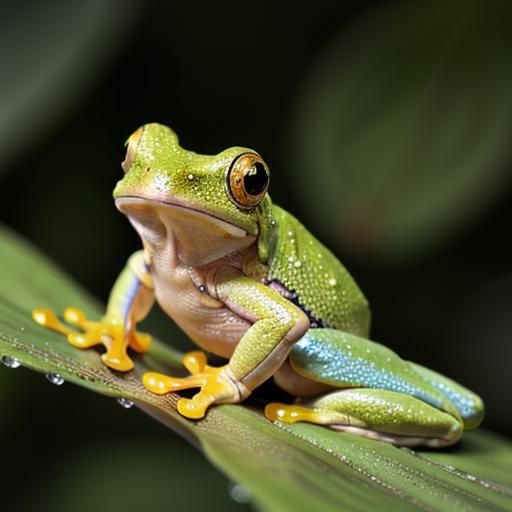 Tree Frog Enjoys Rain in Lush Rainforest