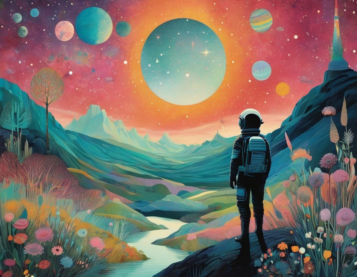 Vibrant Astronaut in Pastel Hues