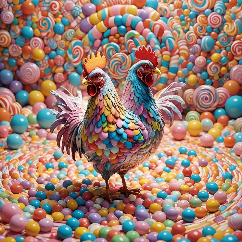Candy Chicken in Postmodern Art Style