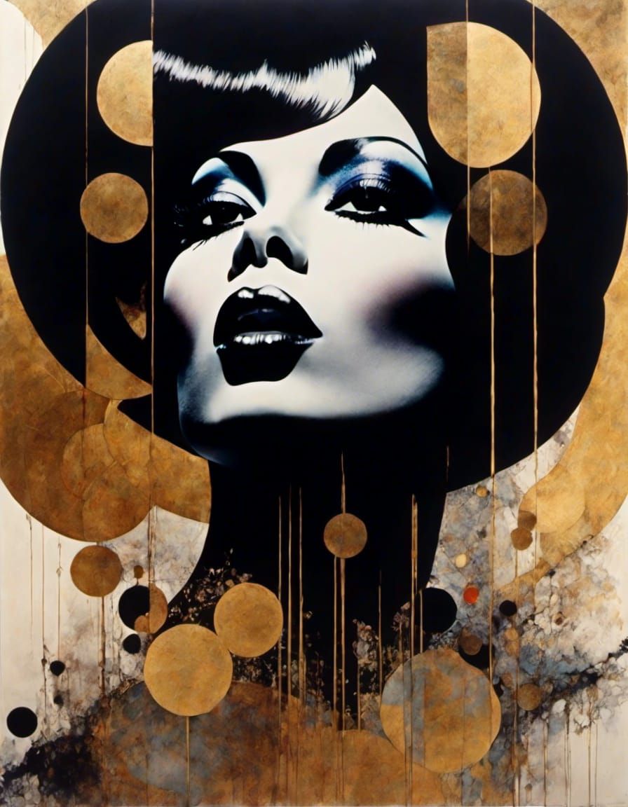 Diana Ross Dadaist Portrait with Iridescent Tattoos