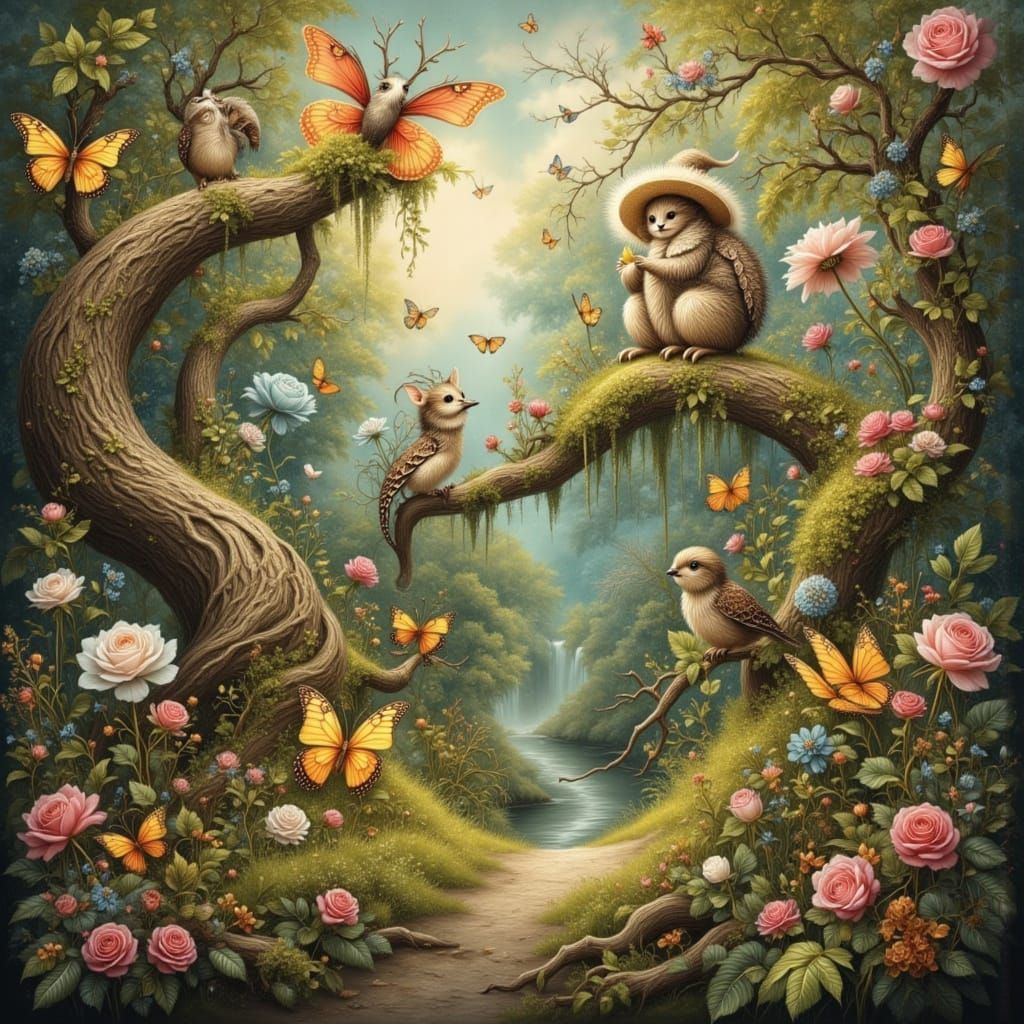 Enchanted Forest with Whimsical Creatures