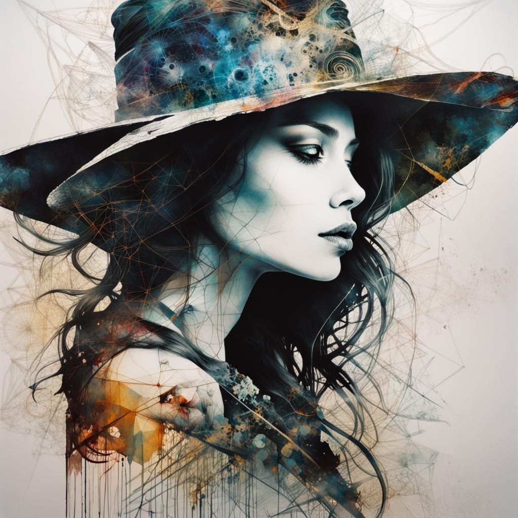 Mysterious Woman Silhouette with Geometric Patterns