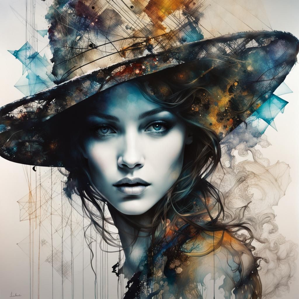 Mysterious Silhouette with Geometric Double Exposure