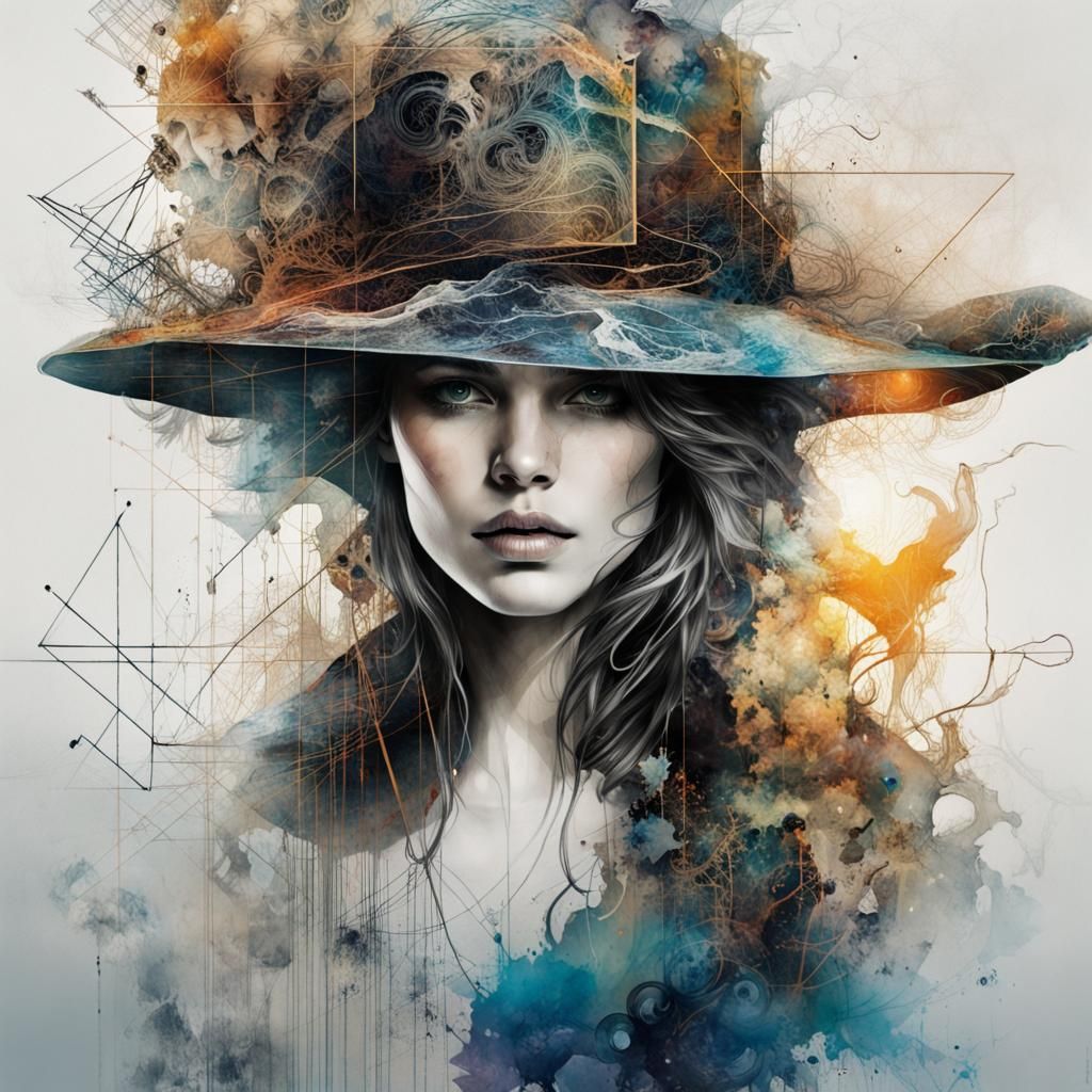 Mysterious Woman Silhouette with Geometric Patterns