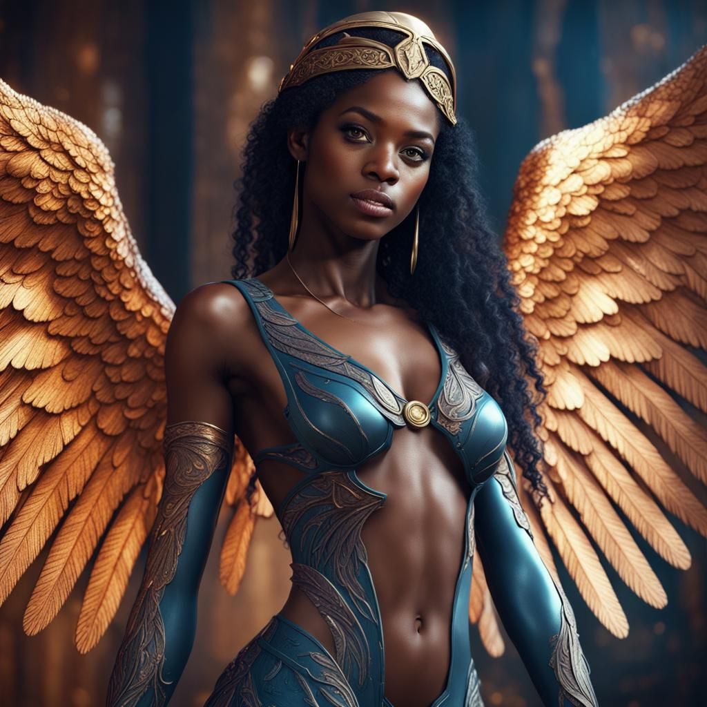 African-American Angel Portrait in Detailed Matte Painting