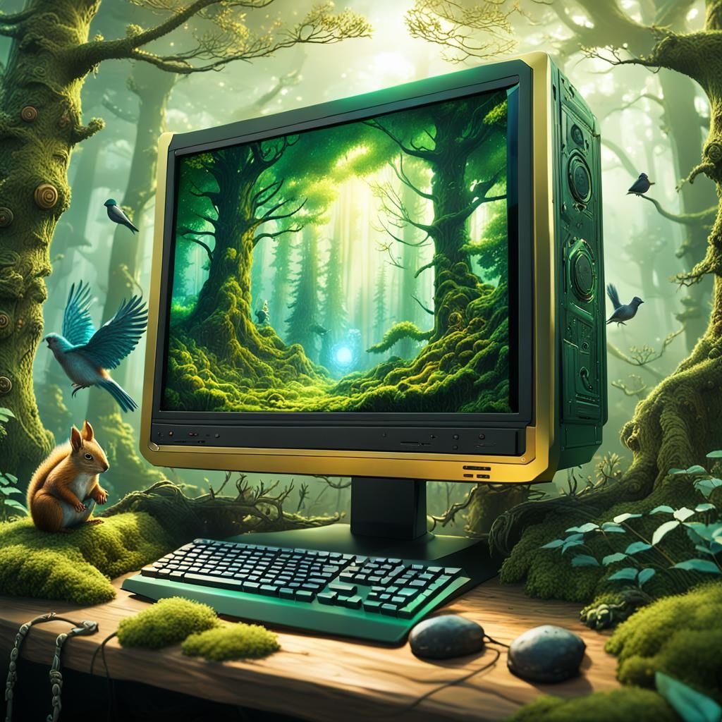 Surreal Cyber Nature Art with Lush Landscapes