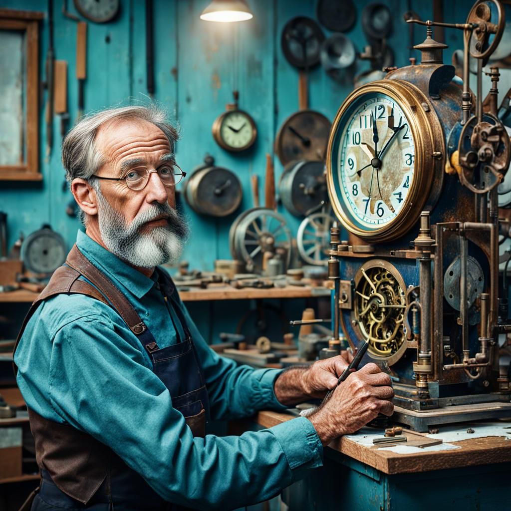 Post-Impressionist Portrait of Clock Repair Specialist
