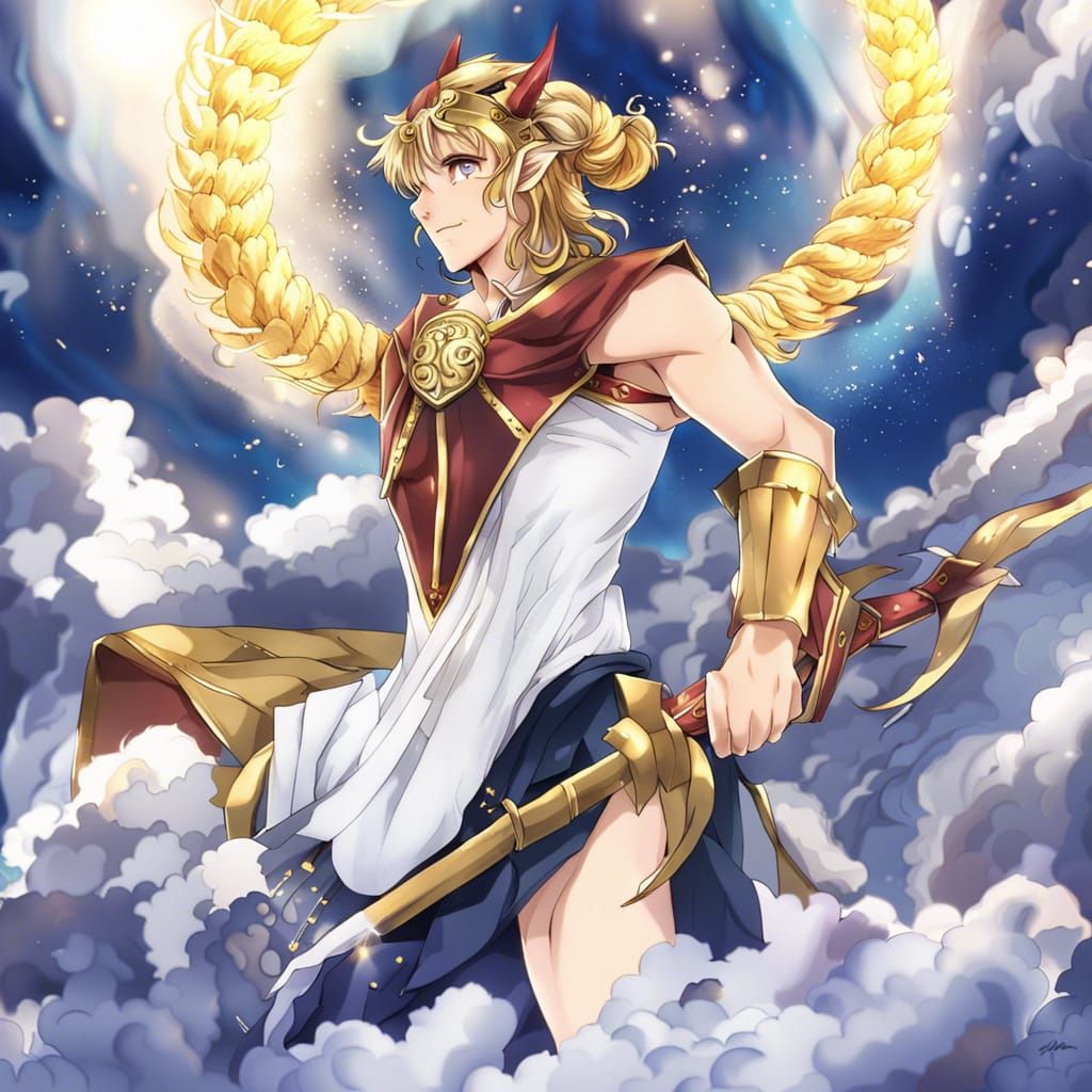 Aries, Greek God of War in Anime Style