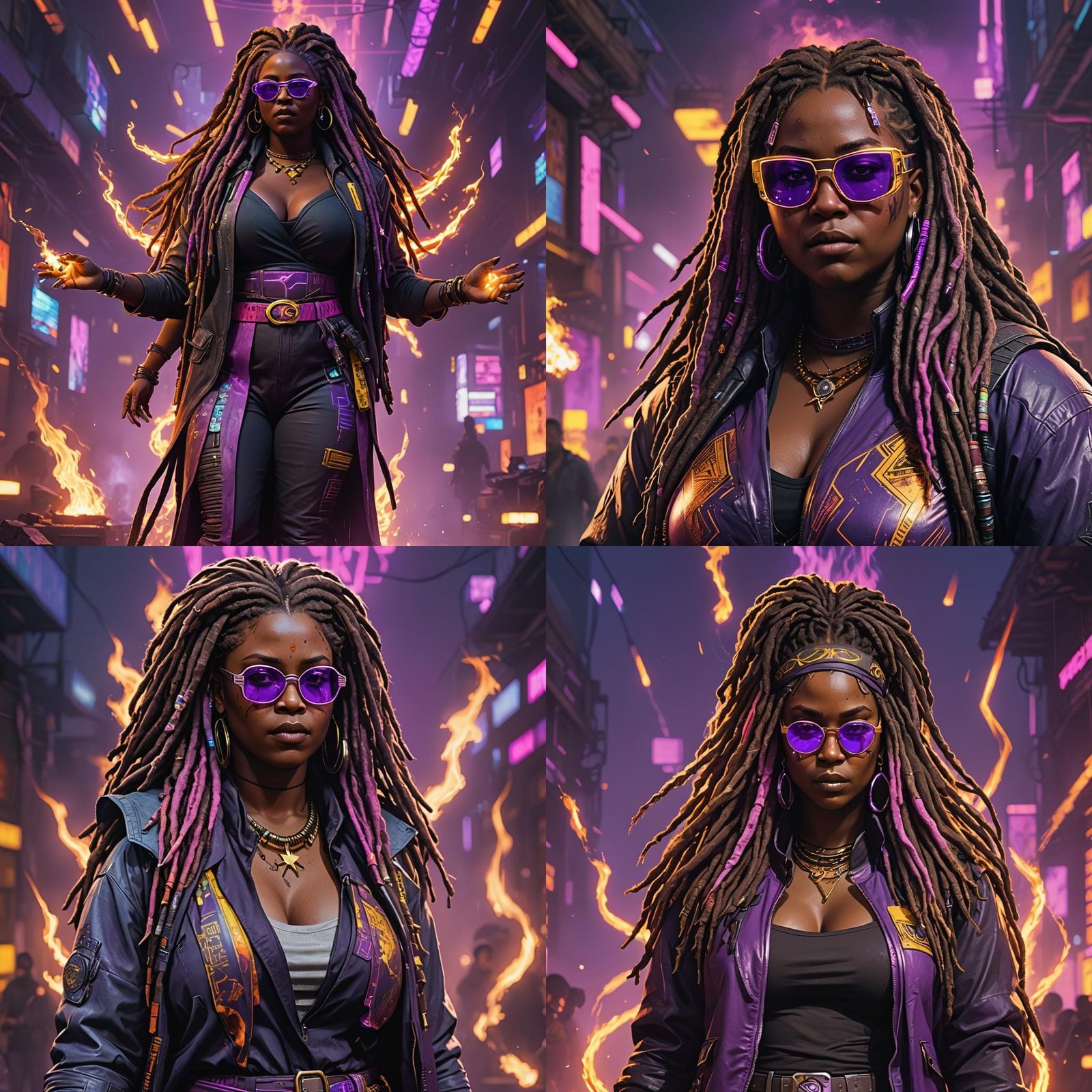 Plus Size Nigerian Star in Cyberpunk Neon Style