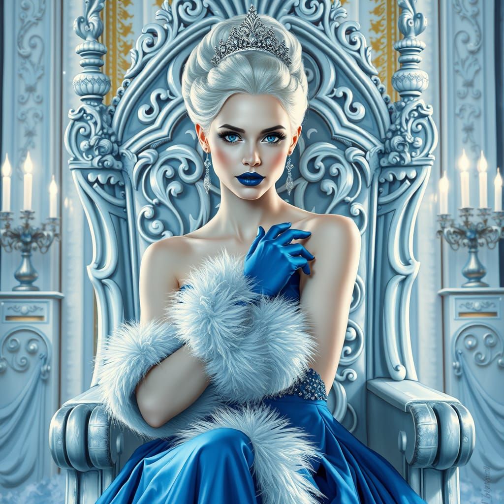 Ethereal Ice Queen in Regal Winter Attire