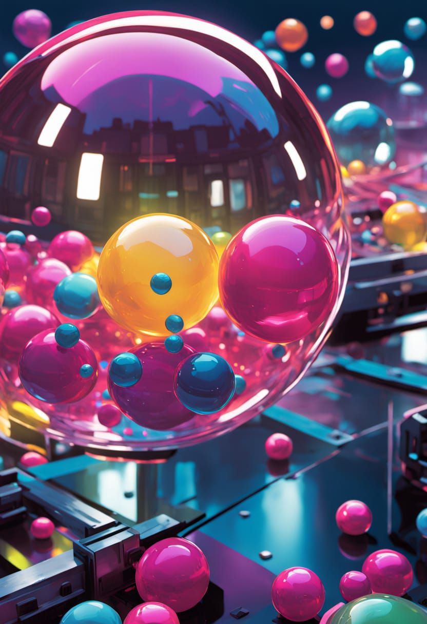 Surreal Pink Bubblegum Cityscape in Vibrant Fantasy Art