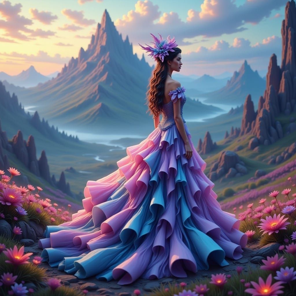 Fantasy Woman in Flowing Gown: Digital Art