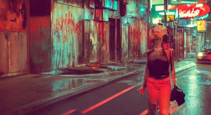 Epic Cyberpunk Film Still with Parker Posey