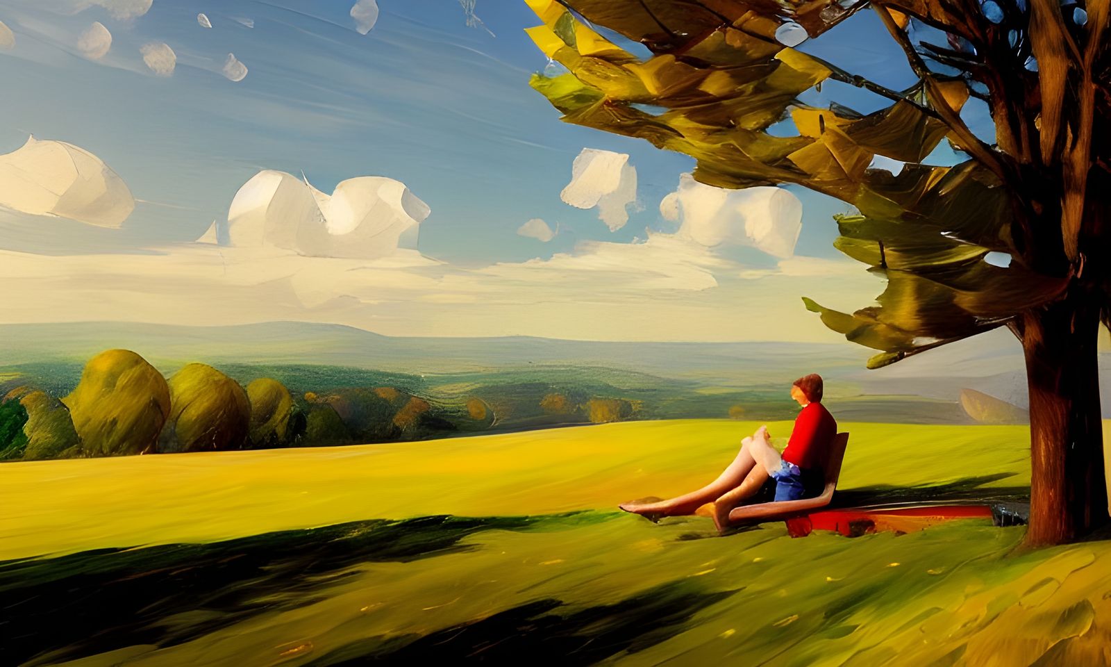Hyperrealistic Countryside Landscape in Retro Style