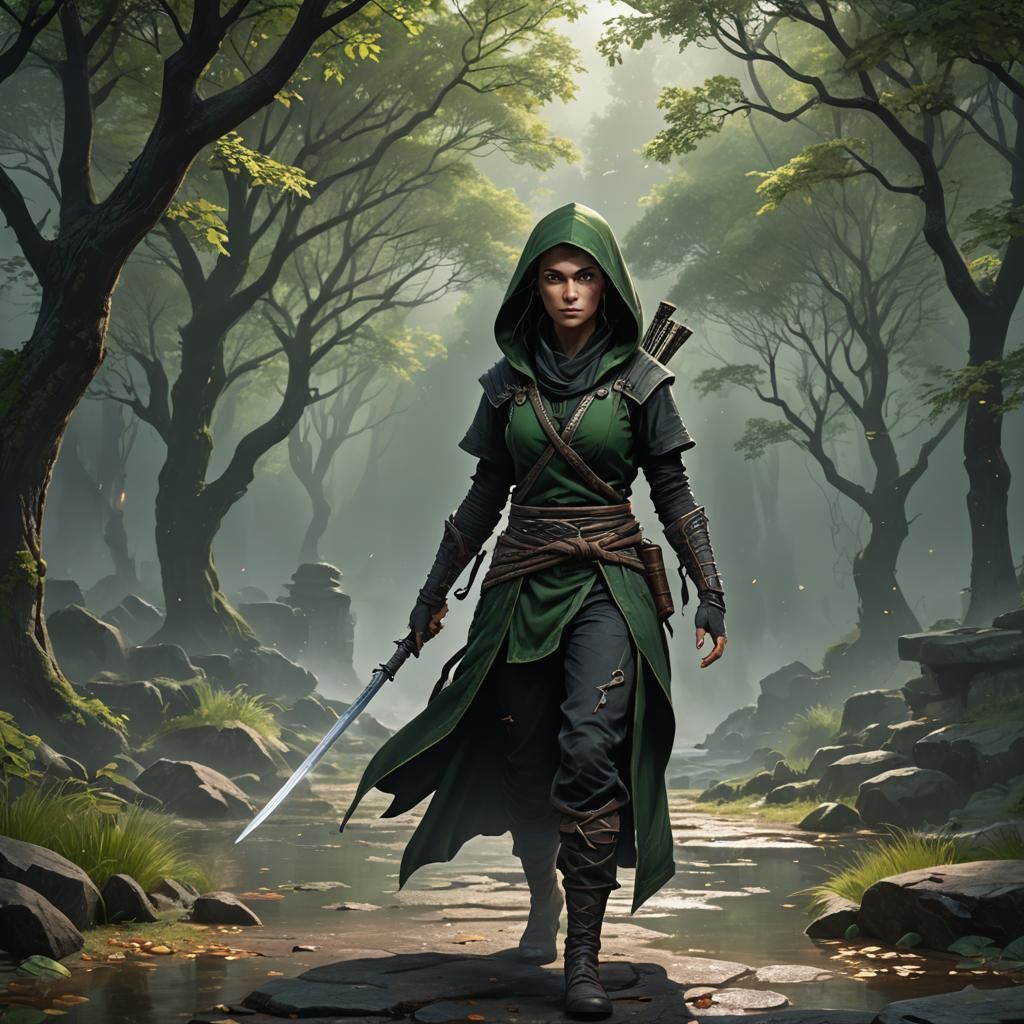 Hooded Ninja Elf Concept Art in 8K Resolution