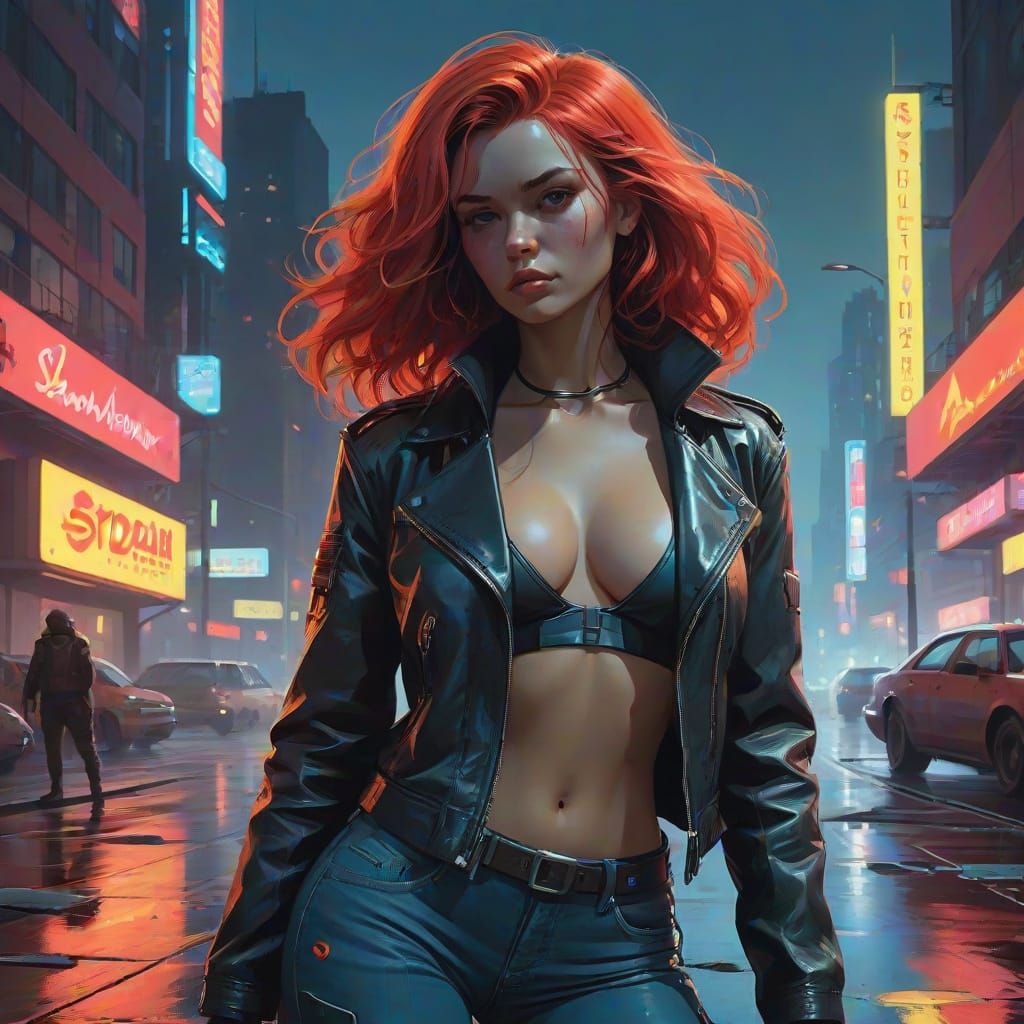 Curvy Woman in Cyberpunk Style