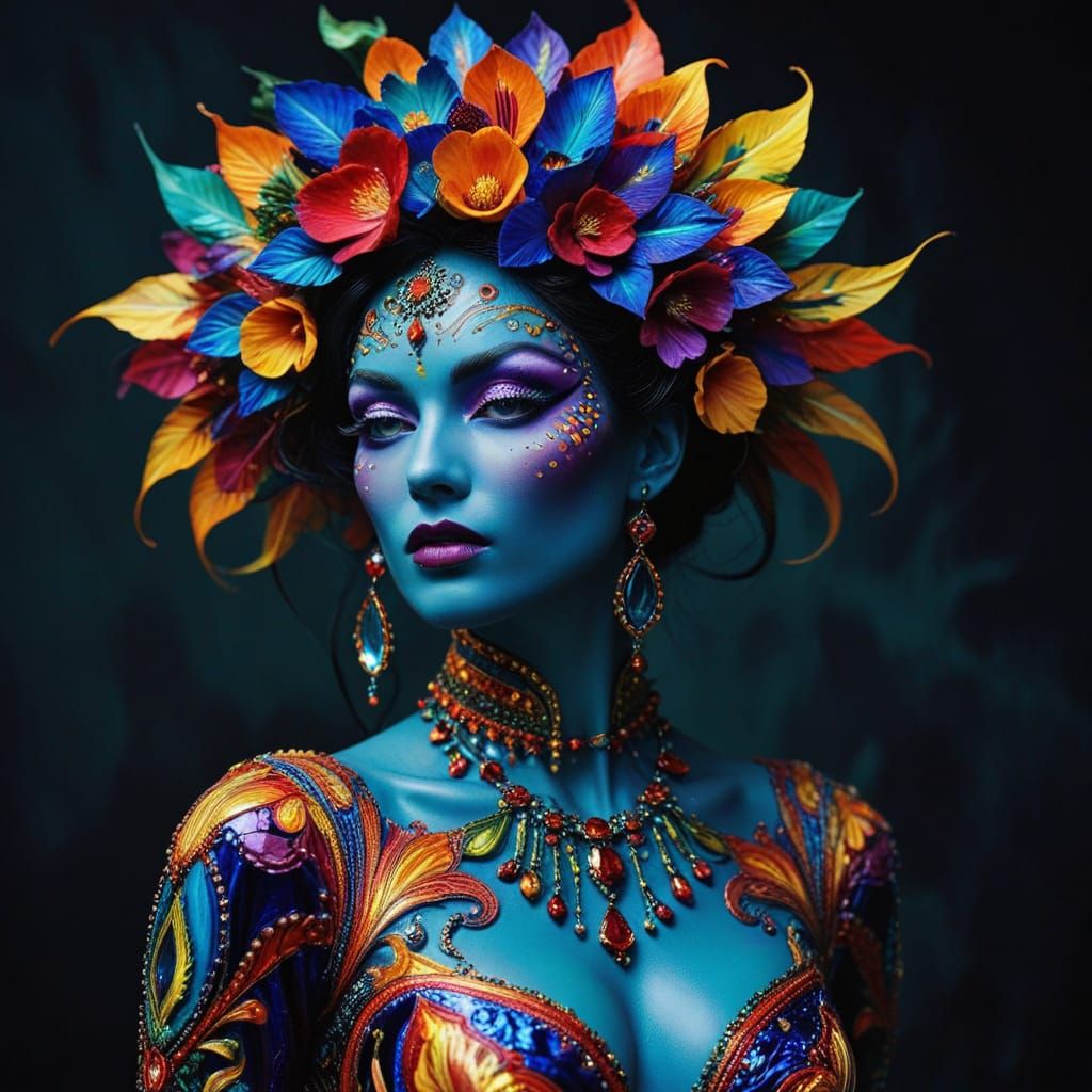 Dramatic Masterpiece in Vibrant Triadic Colors