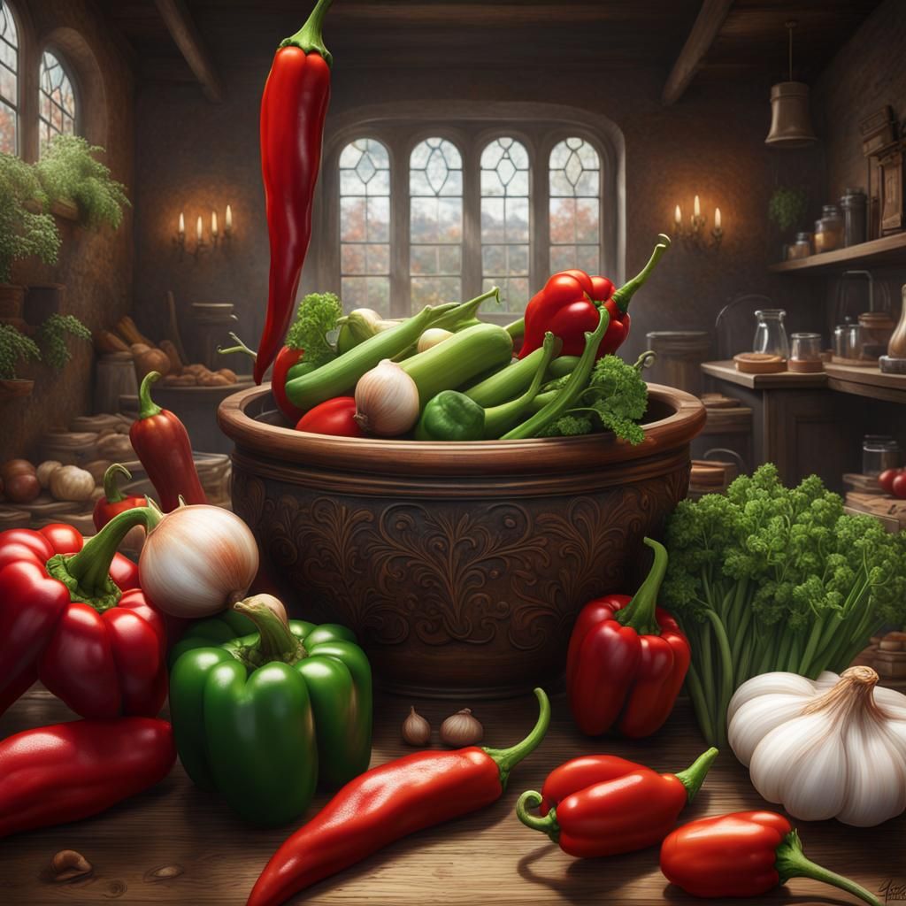 Peppers, Onions, Garlic and Celery