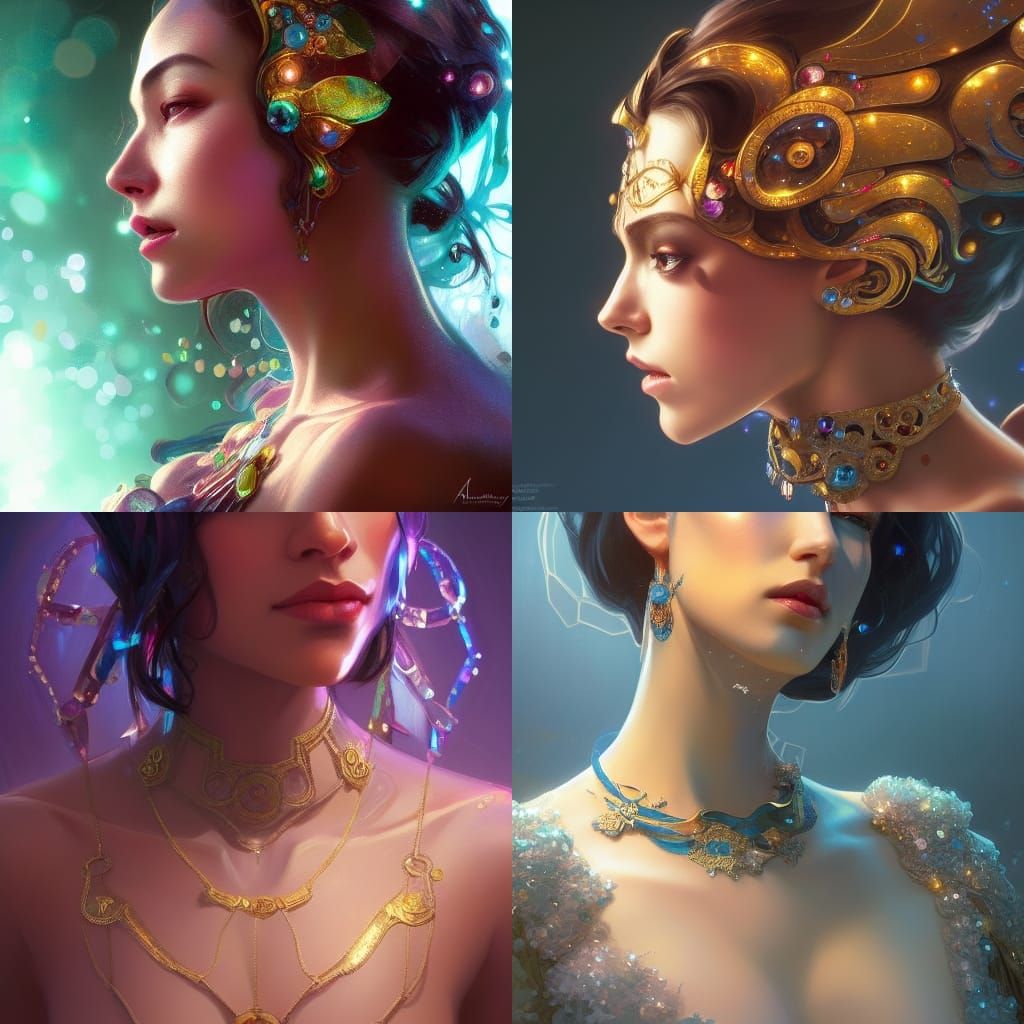 Bejeweled Portrait in Hyperdetailed Digital Art Style