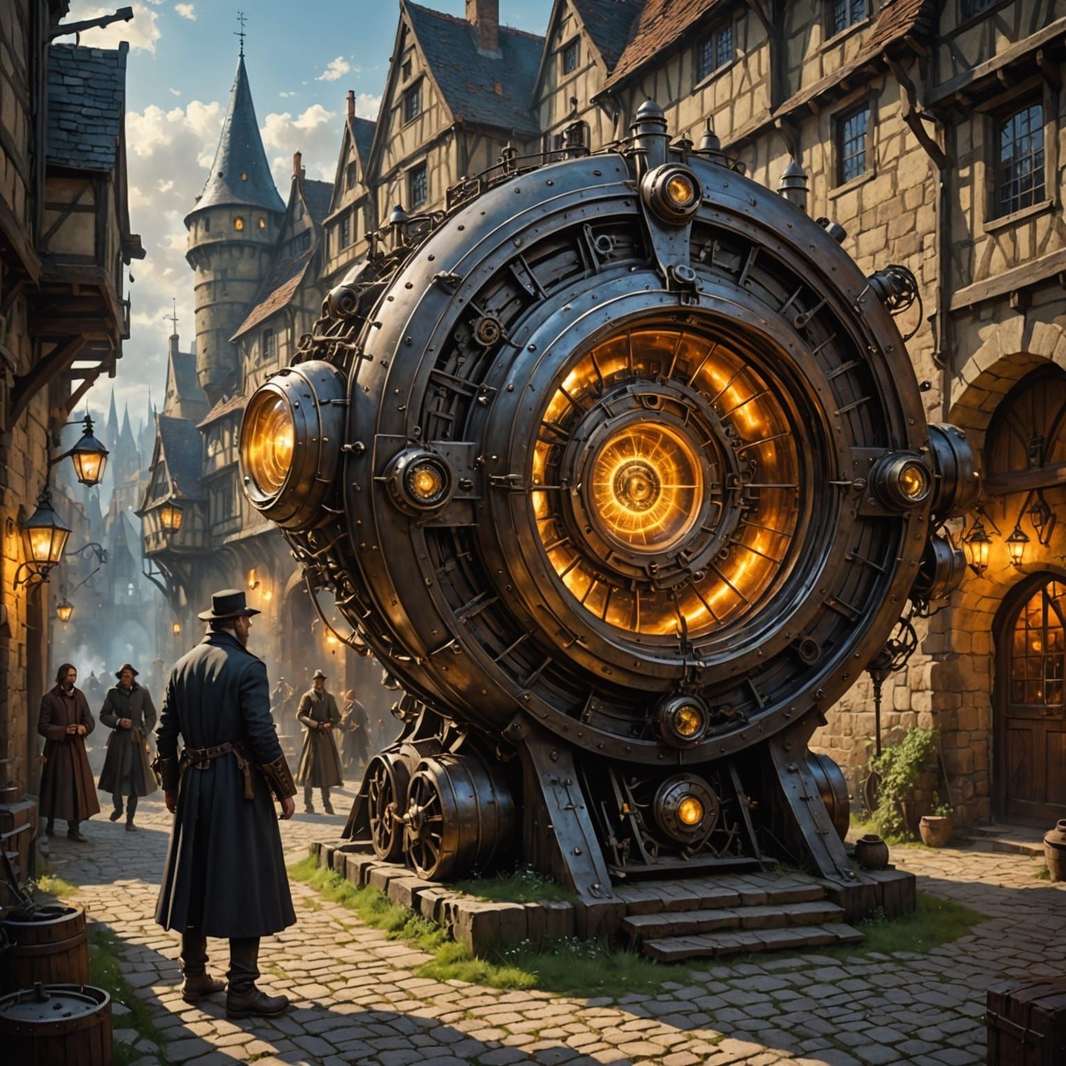 Scientist's Time Travel: Steampunk Portal to Medieval Era