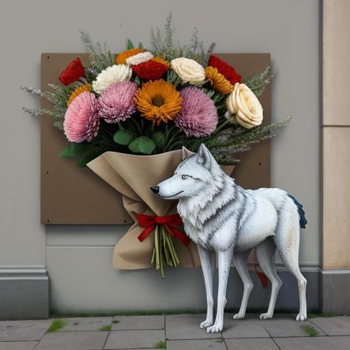 Wolf Ophthalmologist Street Art in Expressionist Style