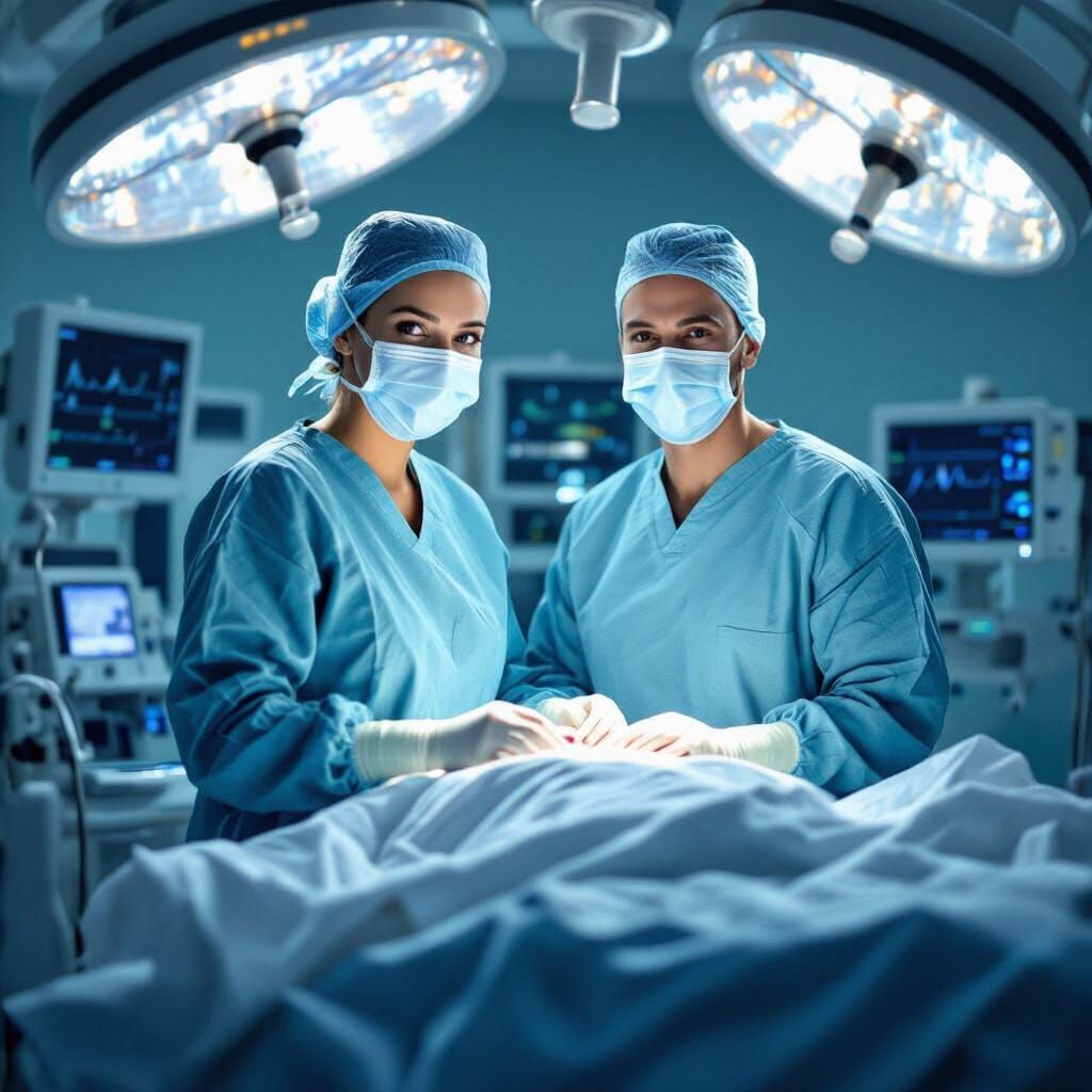 Surgeon Prepares for Operation in Hyperrealistic Digital Art