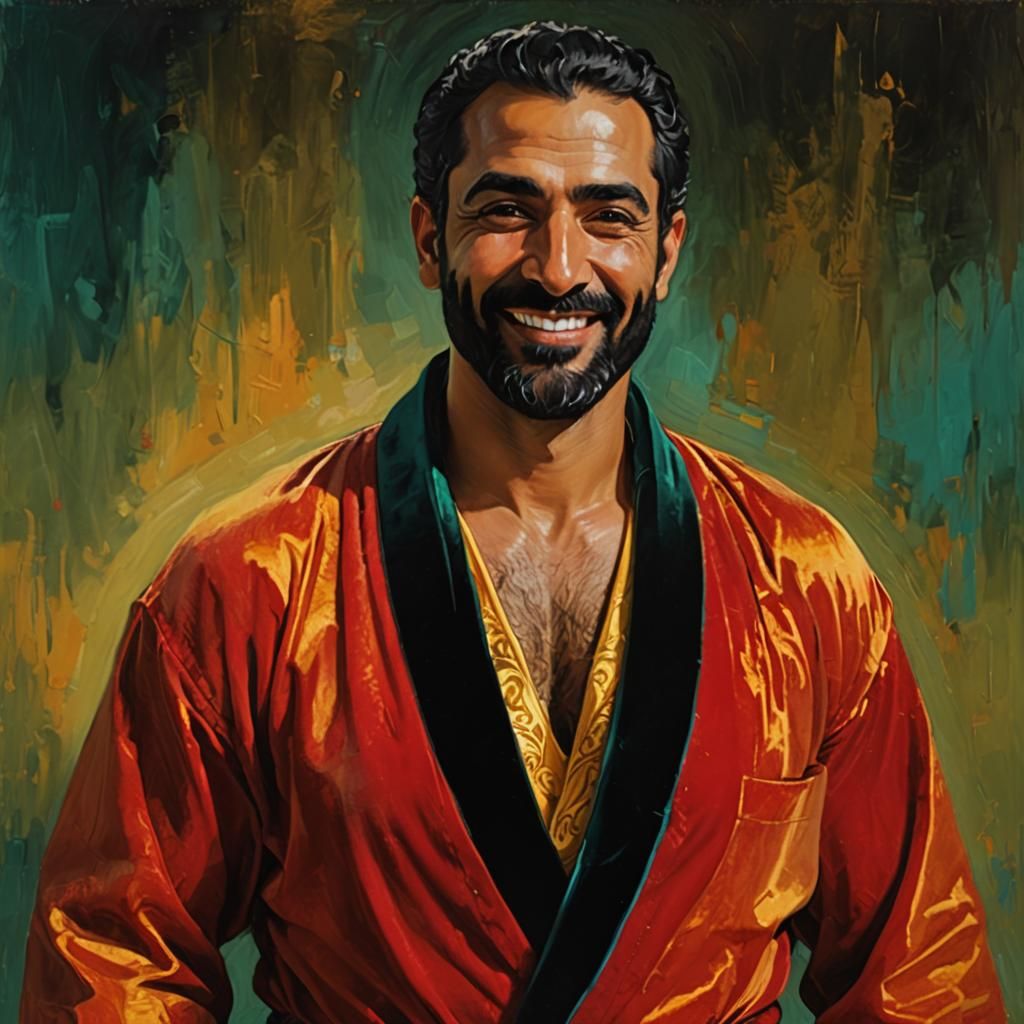 Joyous Man in Golden Robes, Expressionist Portrait