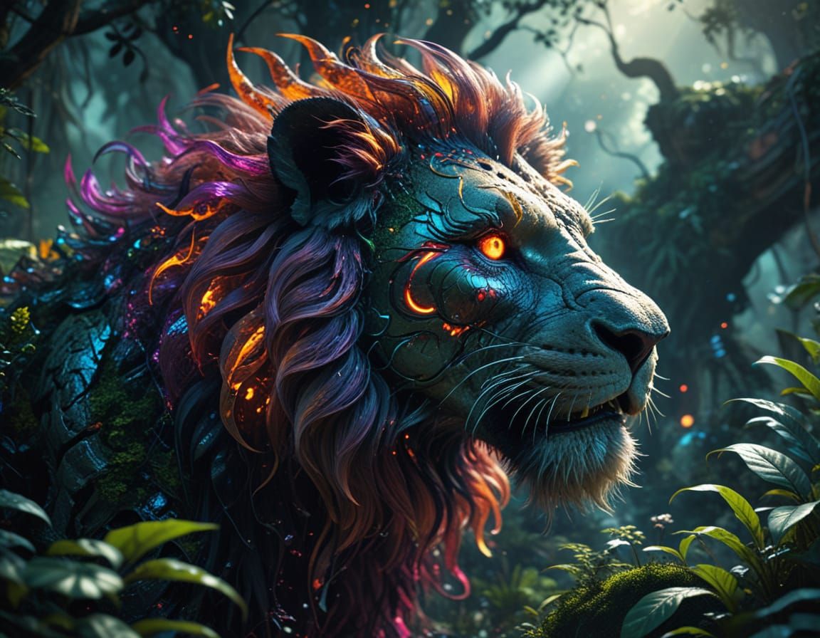 Lion Dragon Hybrid in Hyper-Futuristic Digital Art