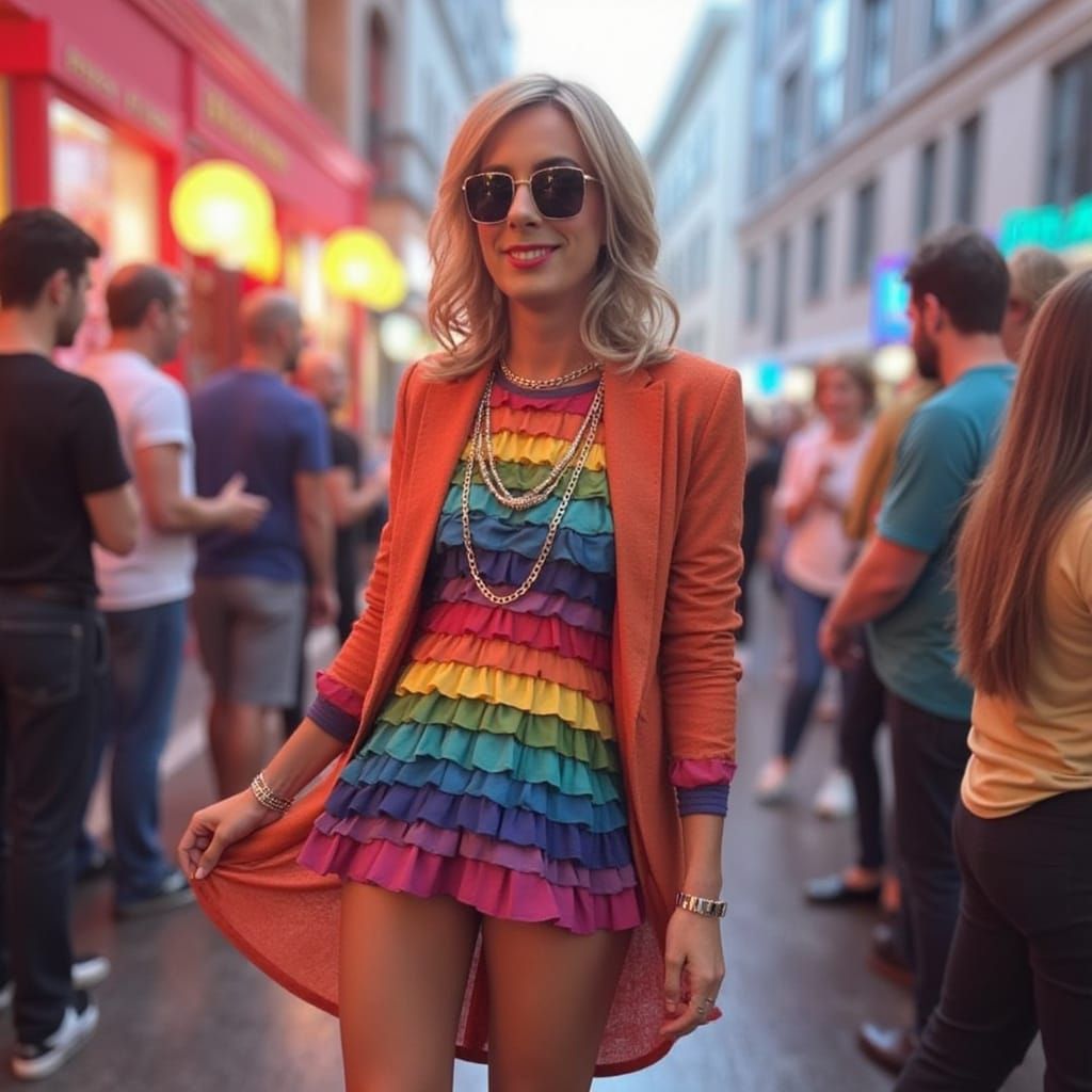 Rainbow Fashion Portrait with Sunglasses