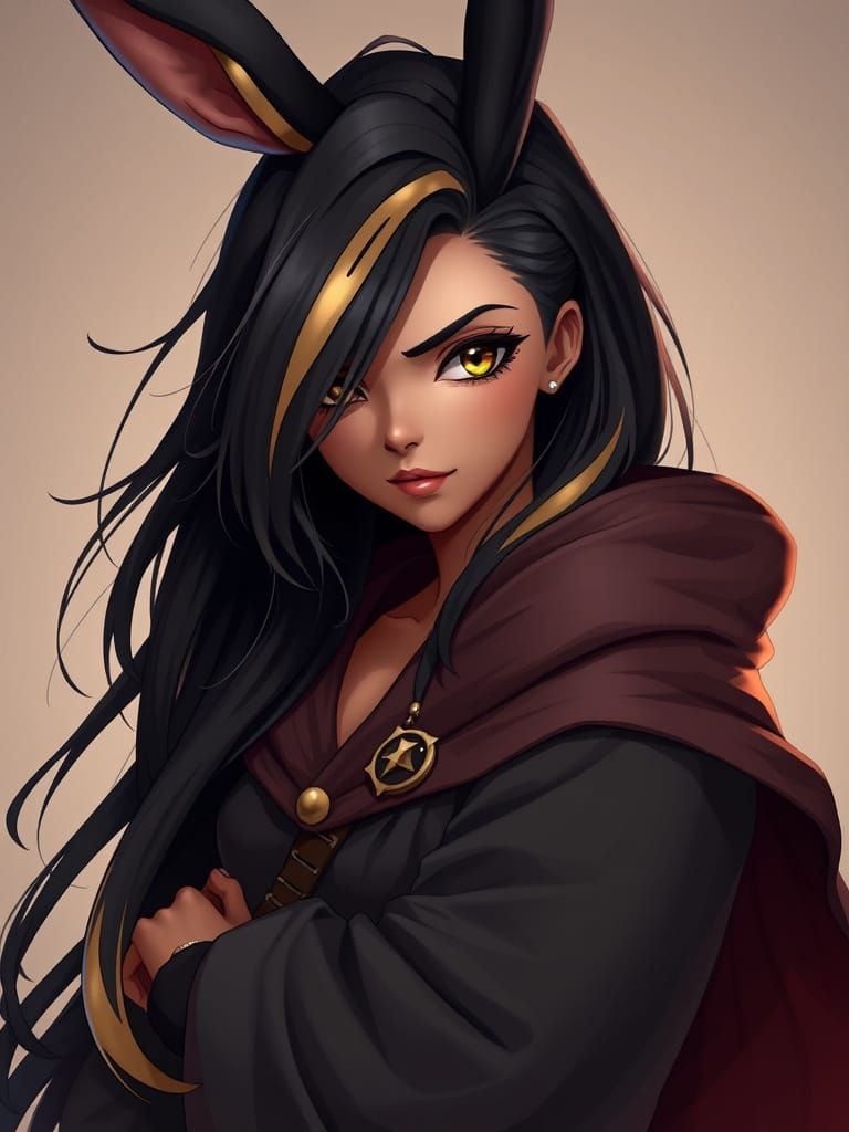 Elegant Fantasy Thief Rabbit Girl in Anime Style