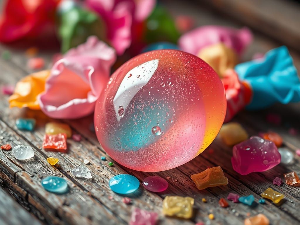 Vibrant Bubblegum Piece in Futuristic Realism Style