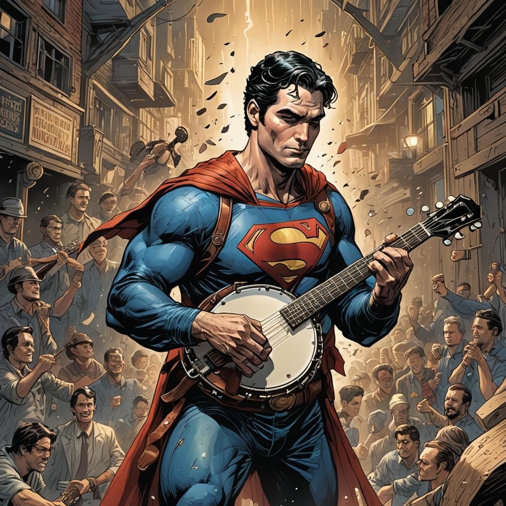 Superman Plays Banjo: Comic Book Art