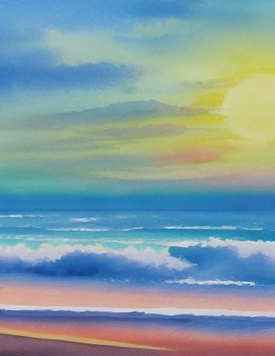 Beautiful Beach Sunrise in Morning Light