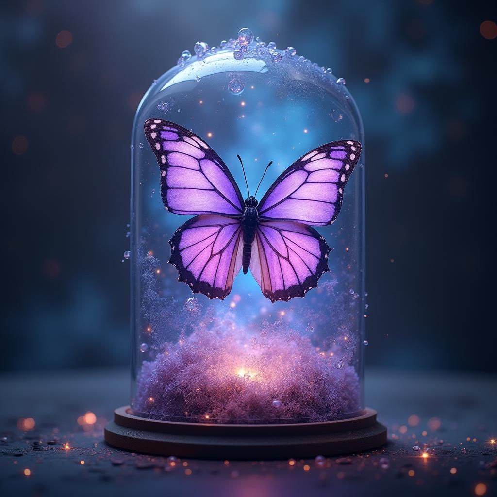 Butterfly Galaxy in Jar: Ethereal Digital Art