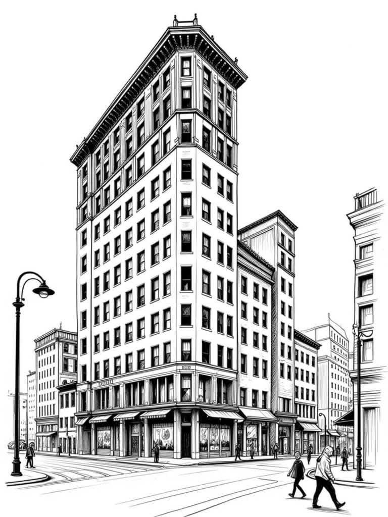 Surreal Architectural Study in Pencil Sketch Style