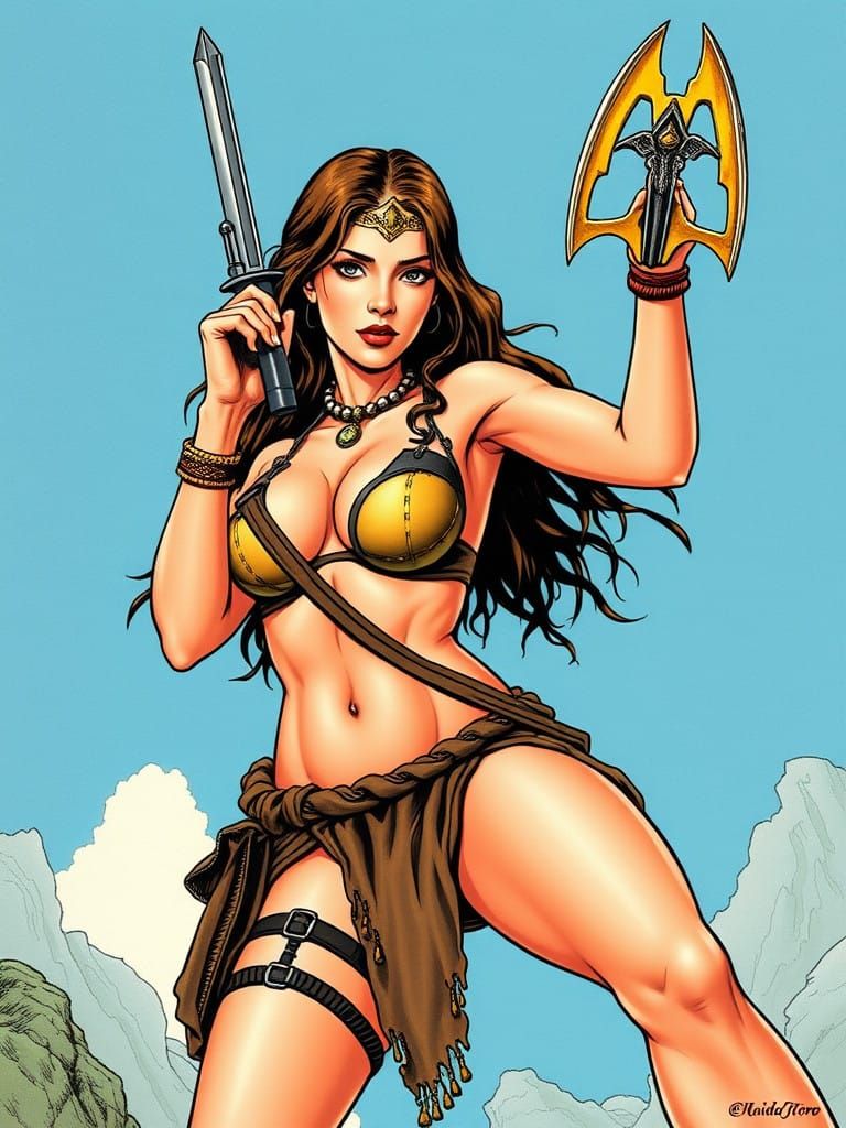 Tomb Raider Goddess in Classic Mad Magazine Cartoon Style