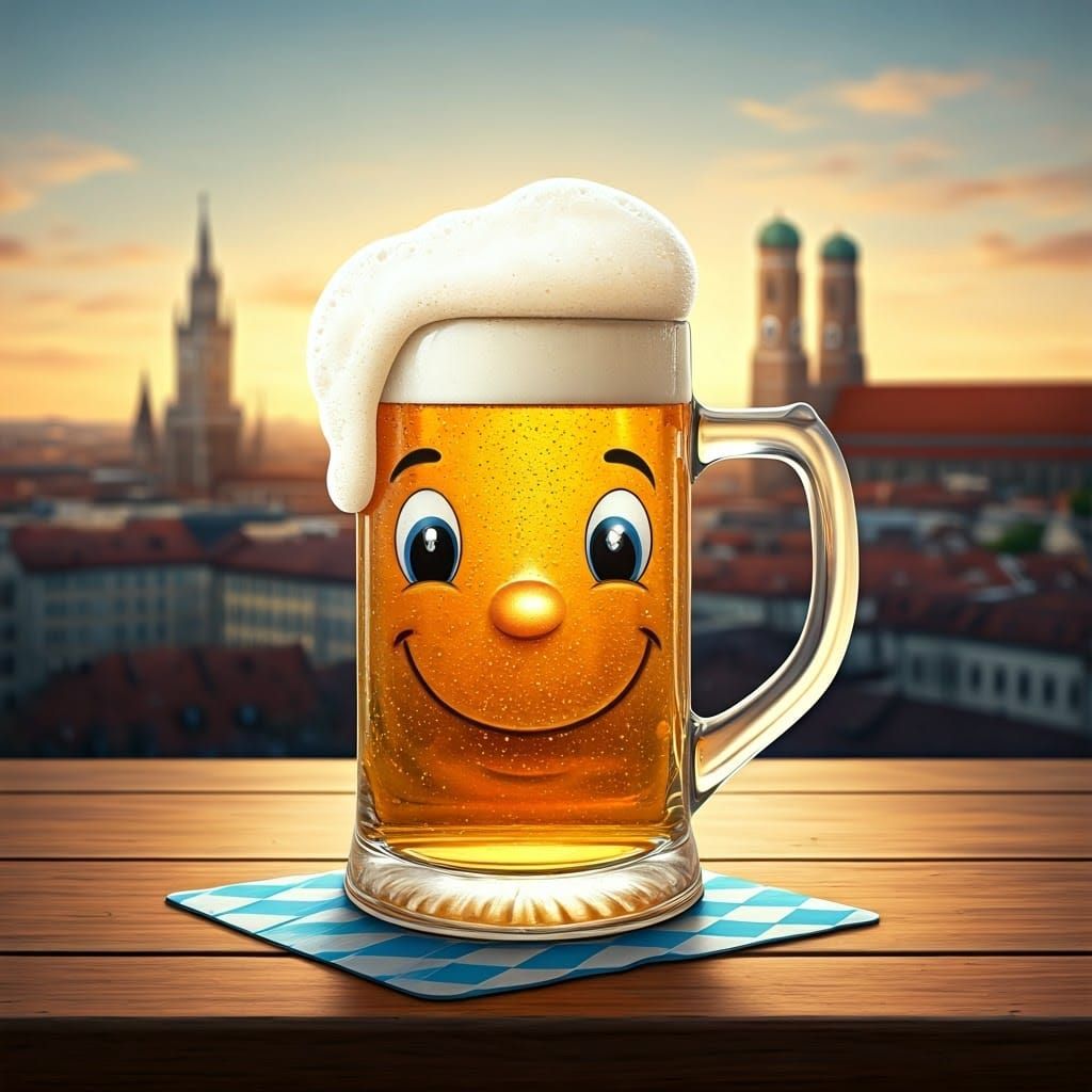 Cheerful Beer Mug in Munich, Digital Painting