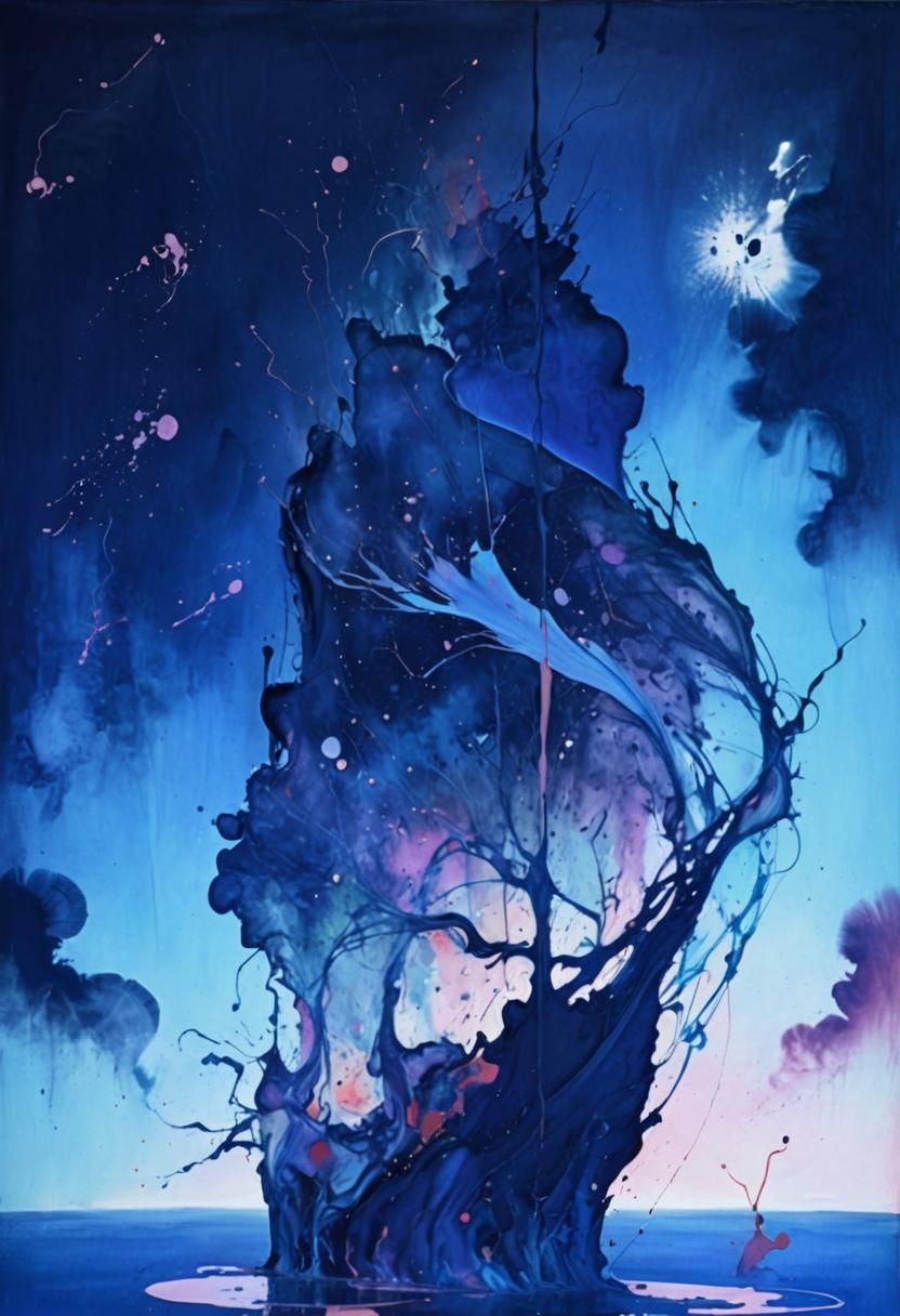 Ethereal Mist Swirls with Luminescent Shapes