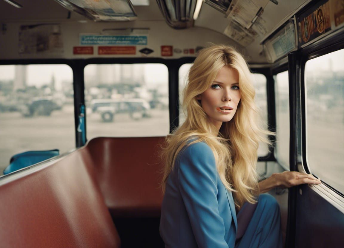 Claudia Schiffer Portrait on a Bus